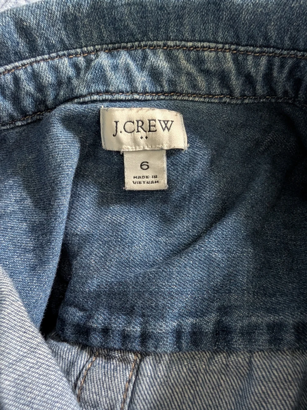 J. Crew Short-Sleeve Denim Mini Dress in Blue